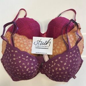 BUNDLE 3 Victoria's Secret Sexy Tee Lace Push Up Bras